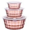 Caixa de Fresh-keeping personalizada Conjunto de três peças Venda quente Utensílios domésticos cor com tampa caixa de armazenamento portátil Frutas e vegetais Saladeira