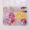 Caja de 12 compartimentos con diseños surtidos, opciones de 24 y 6 compartimentos, accesorios para arte de uñas, piezas pequeñas de resina, dijes de frutas, dibujos animados, corazones y estrellas de cinco puntas para manualidades