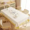 Toalha de Mesa Desenho Animado, Sem Lavagem, Impermeável, À Prova de Óleo, Resistente ao Calor, Estilo Dopamina Creme, Toalha de Mesa Retangular, Protetor de Mesa, Chá