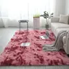Tapete de Lã de Seda Transfronteiriço, Tapete para Mesa de Centro de Sala de Estar, Tapete Tie-Dye Degradê para Quarto ao Lado da Cama, Tapete de Chão Plush de Cobertura Total Doméstico