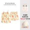 Pijama de Tirantes Talla Grande para Mujer con Almohadillas en el Pecho, Camisetas de Modal de Verano sin Mangas, Shorts, Ropa de Casa para Mujer que se Puede Usar Afuera