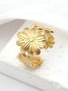 Popular Anillo de Banda Ancha de Acero Inoxidable con Girasol Transfronterizo para Mujer, Joyería de Anillo Abierto de Acero al Titanio de Moda Versátil de Alta Gama