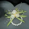 Flor de Muñeca para Dama de Honor Flor de Mano para Grupo Hermana de la Novia Estilo Bosque Boda Coreana Pulsera de Boda Padres Novio Padrinos Ramillete
