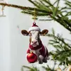 Novos enfeites criativos em formato de vaca com tema de Natal para carros, chaveiros de mochila, decorações de Natal para casa e presentes para uso em carro, de origem transfronteiriça.