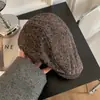 Gorra Retro Estilo Británico para Mujer, Boina Versátil para Primavera y Otoño, Moda de Sombrero Pequeño que Adelgaza la Cara, Tendencia para Circunferencia de Cabeza Grande