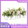Jarrón Rectangular Transparente de Acrílico Exclusivo Transfronterizo con 16 Agujeros Bajo Floral Moderno para Mesa de Boda