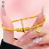 Pulsera de Mariposa Dorada Perla Hielo Triturado, Pulsera de Calabaza Corazón Perla de la Suerte, Trébol de Cuatro Hojas Oro Arena, Venta Directa del Fabricante