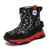 Botas de Neve Infantis Meninas Inverno Novo Estilo Sapatos Grandes de Algodão Nordeste Com Veludo Acolchoado Quente Botas de Cano Médio para Meninos Outdoor