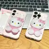 Suporte de Mesa Espelho Gato Bolinhas Adequado para Suporte de Telefone Apple 17 iPhone 16/15 Novo Modelo Design Bonito com Janela Grande