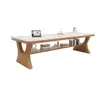 Seleção rigorosa de mesa de madeira maciça com tampo em rocha, novo estilo chinês cor creme, mesa de estudo, mesa de computador para integração com sala de estar, mesa de jantar
