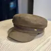 Chapéu plano de moda versátil para uso externo com strass para mulheres, boné retrô de bolinhas para primavera e outono, boné newsboy de camurça para afinar o rosto