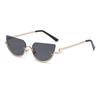 Óculos de Sol Jamie 868 Novos com Meio Aro, Óculos de Sol Metálicos Compactos Semi-Arredondados da Moda, Item Tendência Europeu e Americano