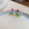 Pendientes de Aro Vintage de Cristal con Aguja Plateada Estilo Étnico Modernos Pendientes de Botón de Lujo Ligero con un Diseño Único Pendientes Versátiles para Mujer