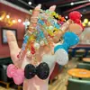 Chaveiro Fofo Coreano Estilo Ins com Laço de Strass e Contas Coloridas Brilhantes para Celular e Bolsa