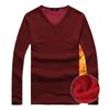 Ropa interior térmica de invierno para hombre, camiseta de manga larga térmica gruesa con forro polar, cuello en V, ropa exterior, ropa interior ajustada para otoño