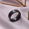 Anel de Aço Inoxidável Escovado Fosco Simples 8mm com Chanfro Duplo Meio Tamanho Anel Masculino Fosco