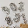 Globos de Número de 16 pulgadas Globos de Película de Aluminio Transfronterizos Decoración Suministros para Arreglo de Fiesta de Cumpleaños Globos de Papel de Aluminio Plateado Venta al por Mayor