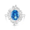 Anillo de Huevo de Paloma Cortado Flor de Hielo de Piedra Preciosa Colorida Más Vendido en Transmisión en Vivo para Mujeres, Chapado en Oro Real Diamante de Alto Carbono Super Brillante Anillo con Forma de Huevo Joyería