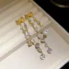 Brincos de Tarraxa com Pingente de Laço e Zircônia Cúbica Prateada Exquisitos Modernos para Banquete Joias de Luxo Leve Acessórios de Brinco Versáteis Atacado