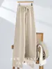 Pantalones de Terciopelo Anchos Andy para Mujer, Cintura Alta Elástica, Longitud Extendida, Pantalones de Lana Sencillos de Color Sólido a la Moda, Nuevo Modelo 2026