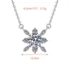 Collar de copo de nieve de plata de ley S925 con diamantes de color dopamina, colgante de flor de hielo, sensación de lujo ligero y alta gama, cadena para la clavícula de piedra preciosa de color moissanita