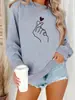 Moletom Feminino de Gola Alta com Forro de Lã para Outono e Inverno com Estampa de Logo Grande e Gola Redonda - AliExpress Amazon Transfronteiriço