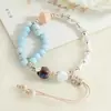 Pulsera de Cerámica Fresca y Sencilla con Nudo de Bambú y Cuentas de Flores, Pulsera de Cerámica Dulce y Versátil de Doble Capa para Niñas