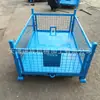 Jaula de Almacenamiento Marco de Jaula de Hierro con Ruedas Carro Plegable de Plataforma Plana Jaula Apilable Caja de Volteo Caja de Material de Almacenamiento Metálico de Alta Resistencia