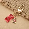Chaveiro de liga metálica com texto personalizado fofo atacado corrente para bolsa de celular pingente ornamentos criativos seguros de boa sorte para presente
