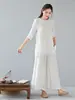 Traje Zen Casual Holgado de Algodón y Lino Estilo Chino Retro Nuevo de Verano Traje de Té de Meditación de Temperamento Traje de Tai Chi Traje de Yoga