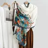 Lenço Quadrado de Algodão e Linho com Estampa Floral JM para Mulheres Lenço de Seda Floral Retrô Xale Decorativo para Roupa de Primavera/Verão Em Estoque Atacado