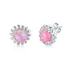 Deseo transfronterizo Moda Platino Azul Verde Rosa Redondo Aobao Pendientes de Flor Pendientes Elegantes para Mujer Combinan con Todo
