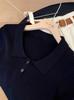 Suéter Mint Mambo con Cuello Polo de Manga Corta para Mujer Verano Nueva Moda Delgado Corto Delgado Camiseta Top
