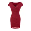 Vestido de encaje puramente sensual de manga corta para mujer, diseño de verano, elegante y chic, corte ajustado, entallado en la cintura, minivestido bodycon