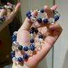 Pulsera Vintage de Cristal Blanco Natural Lapis Lapis Lapis Diseño Pulsera
