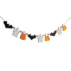 Suministro Especial para Banderín de Halloween Transfronterizo Castillo de Fieltro Murciélago de Caramelo Cuentas de Madera Festival de Fantasmas Decoración de Chimenea OEM Dropshipping
