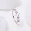 Anillo de espiga de trigo con incrustaciones de diamantes de colores transfronterizo europeo y americano para mujer, microincrustado, lujo ligero, anillo de hoja de nicho de alta gama, anillo ajustable