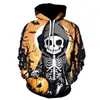 Sudadera con Capucha para Festival de Halloween Transfronterizo Europeo y Americano, Cabeza de Calabaza de Terror, Impresión Digital 3D, Sudadera Casual con Capucha, Suéter de Manga Larga