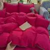 Juego de cuatro piezas de gasa gofrada, funda nórdica simple de color liso, sábana individual, bordado de conchas, juego de tres piezas para dormitorio de estudiantes para verano