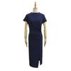 Delicado y Elegante Primavera y Verano Nuevo Estilo Hong Kong Retro Cuello Medio Alto Hombro Derecho Manga Corta Tejido Falda de Cadera Vestido con Abertura