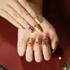 Uñas Portátiles de Navidad Copo de Nieve Amor Brillo Manicura Uñas Postizas Cortas Almendra Mariposa Uñas Largas Europeas y Americanas Venta al por Mayor