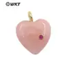 Wt-P2028 Piedra Preciosa de Color Piedra Brillante Cuarzo Rosa Piedra en Forma de Corazón Colgante con Microincrustaciones de Circonita Accesorios para Collares DIY