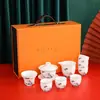 Gai Bowl Conjunto de Chá Kung Fu Xícara de Chá de Porcelana Branca Dehua Atividades da Empresa Guochao Presente de Seguro Imobiliário logo Atacado