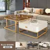 Mesa de Café de Piedra Sinterizada Sala de Estar Hogar Moderno Minimalista Apartamento Pequeño 2026 Nueva Mesa de Café Cuadrada de Vidrio Apartamento Pequeño
