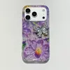 Capa Luxuosa com Borboleta e Flor de Glitter Adequada para Capa de Celular Apple 17 Pro Max iPhone 16 Criativa 15 Anti-Queda 14 Capa Dura