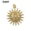 Wt-P2080 Moda Europea y Americana Texturizado Brillante Forma de Sol Latón Colgante Pendiente Hecho a Mano Collar Producto Semi-Terminado