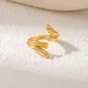 Anel de Flor de Aço Inoxidável Estilo Moda Europeia e Americana para Mulheres, Estilo Ins Hip-Hop Não Desbota Ajustável Anel Aberto Joia