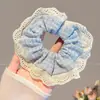 Goma para el pelo grande de estilo casual para mujer, elegante coletero de lazo, diadema floral, accesorio para el pelo de encaje