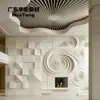 Panel de Pared Cuadrado de Yeso de Lujo Ligero Europeo Rejilla Espiral Remolino GRG Yeso Natural Pared de Fondo Ignífuga