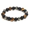 Nova pulseira transfronteiriça de pedra Olho de Tigre, obsidiana, hematita 10mm, joia, pulseira tecida, joia com contas